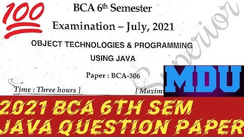 2021 MDU BCA 6th sem Java question paper #previus_paper #shorts #papers #mdu OTPUJ paper