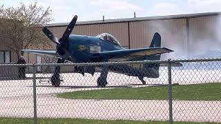 Grumman F8F Bearcat “Blue Angel” start up at Aurora Muni (KARR) 4/26/23