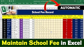 Create Automatic Student Fee Management in MS Excel | MS Excel | #ms_excel screenshot 2