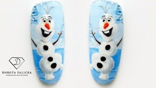 Frozen Nails. Snowman Olaf nail art. Paint with me Olaf from Frozen. Winter Nail art