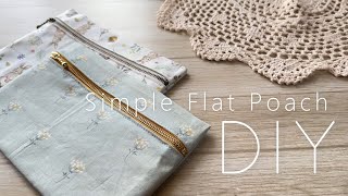 DIY☆驚くほど簡単なポーチの作り方／How to Simple Flat Poach