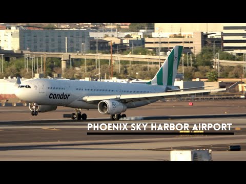 4K Plane Spotting Phoenix Sky Harbor Airport PHX: Condor A330-200 
