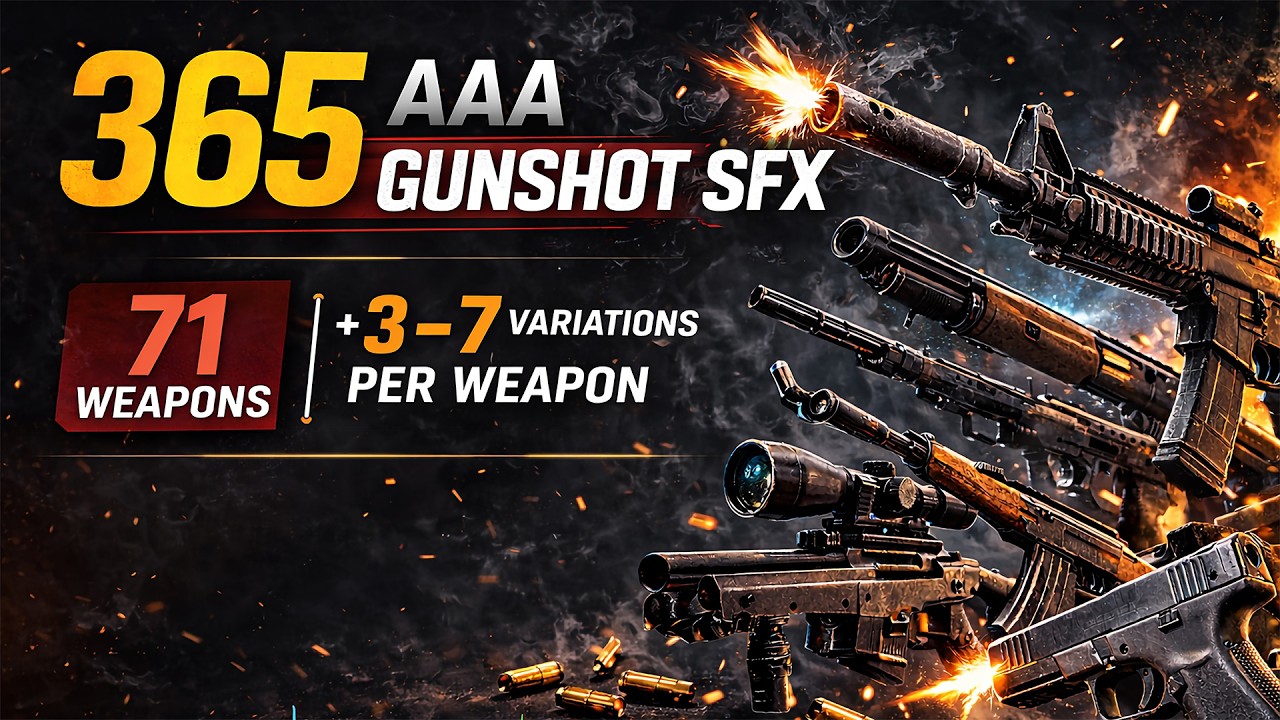 AAA Gunshot Sound Effects Pack – 365 Professional Weapon Fire SFX (71 Guns), video preview 2