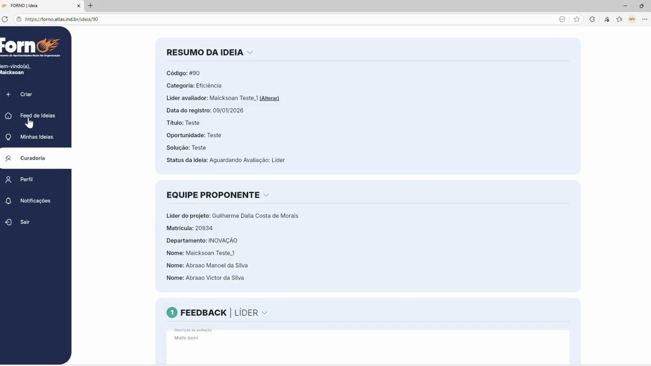 #5 – Como o líder avalia ideias na plataforma do FORNO