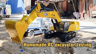 Test my homemade RC excavator CAT 395 1/10 scale