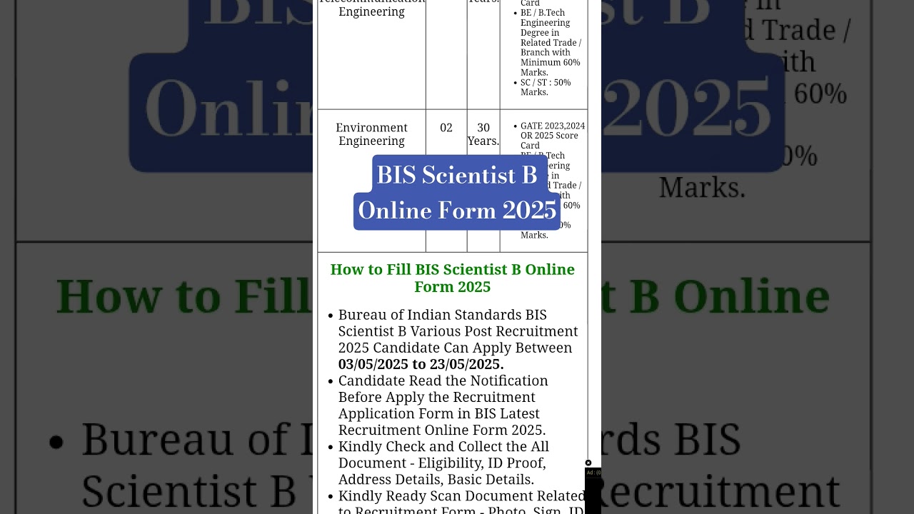BIS Scientist B Online Form 2025