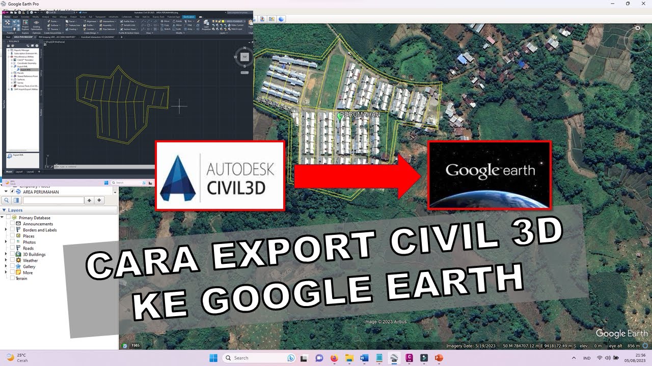CARA EXPORT CIVIL 3D KE GOOGLE EARTH - YouTube