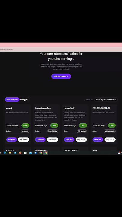 Where can I buy a monetized YouTube channel?