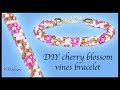 Cherry blossom vines beaded kumihimo bracelet
