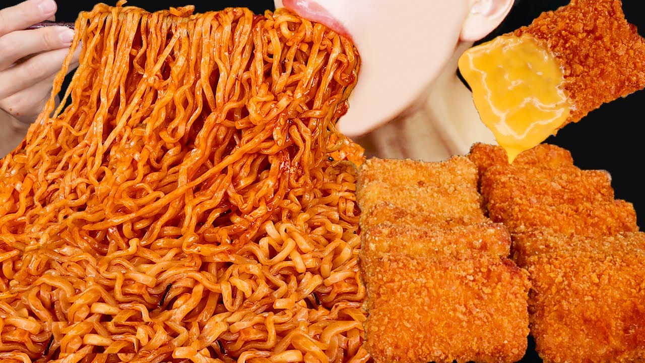 ASMR CHEESE CHICKEN FIRE NOODLES MUKBANG 멕시카나 치필링 치킨 불닭볶음면 먹방 チーズ チキン プルダックポックンミョン 咀嚼音 EATING SOUNDS