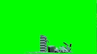 building collapse, green screen 5