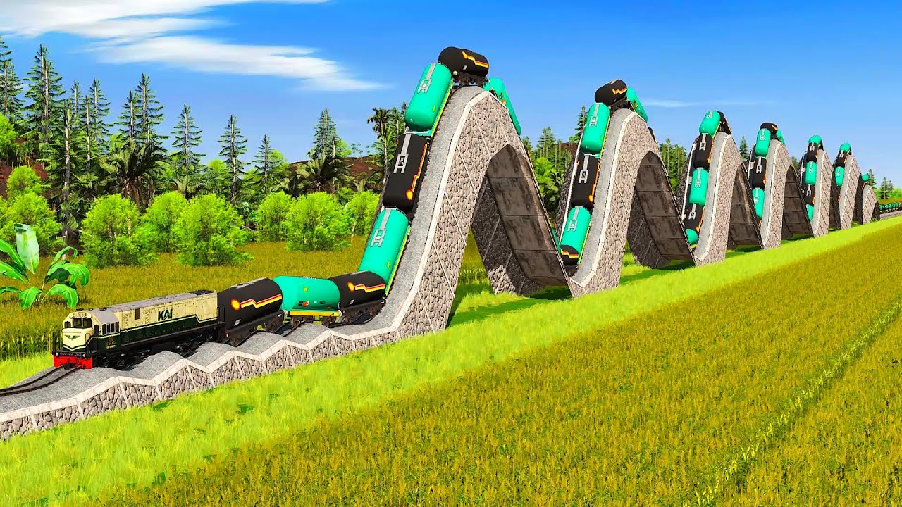 Extreme Bumpy Giant Bumpy Railway Tracks🚇Dangerous Train Tracks Up and ...