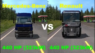 Truck Vs Truck Comparison - 440Hp Mercedes-Benz Axor Vs 440Hp Renault Magnum Excellence - Ets2