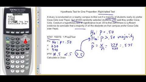 Hypothesis Test for One Proportion Right Tailed Test