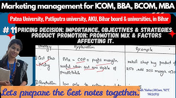 Pricing Decision & Promotion Mix |Imp, Objectives, Strategies|BBA BBM B.Com Class11 & 12Marketing