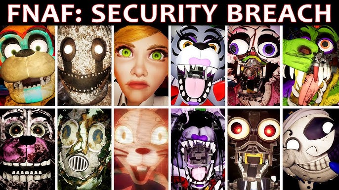 All 8 known animatronics in security breach : r/fivenightsatfreddys