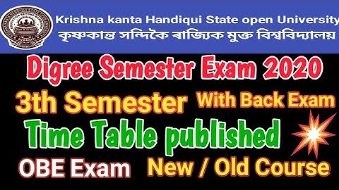 Kkhsou OBE exam Time Table published Digree 3th Semester //New //Old Course