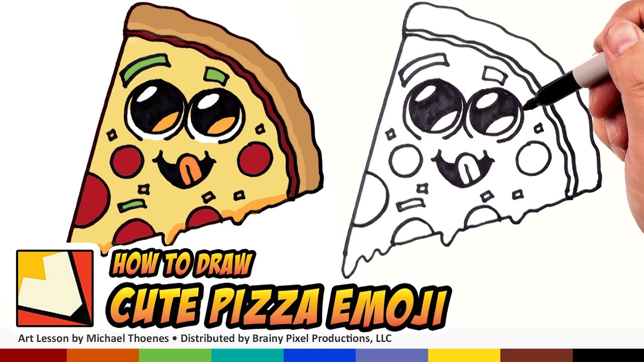 How to Draw Cute Food - Pizza Emoji - Draw Cartoon Pizza ...