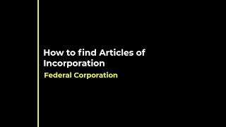 How to Download Articles of Incorporation from Corporations Canada Website