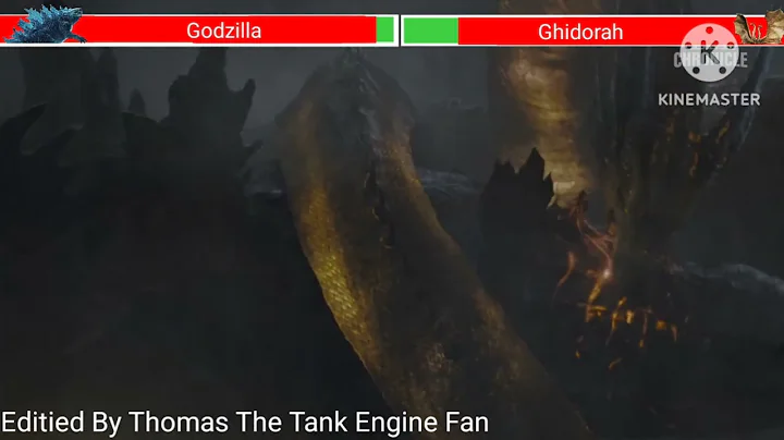 Godzilla and Mothra vs. Ghidorah and Rodan with healthbars 