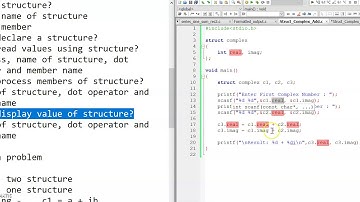 C Programming - Structure Basics : Sum of two complex numbers (using function as well)