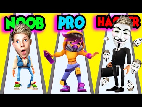 Can We Go NOOB to PRO to HACKER in SUBWAY SURFERS?! Prezley