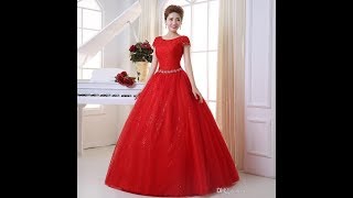 red color party wear gown dresses ...