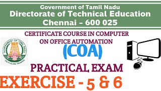 COA _ PRACTICAL EXAM _ EXERCISE - 5 & 6 _ OPERATING SYSTEM _ Computer On Office Automation Course