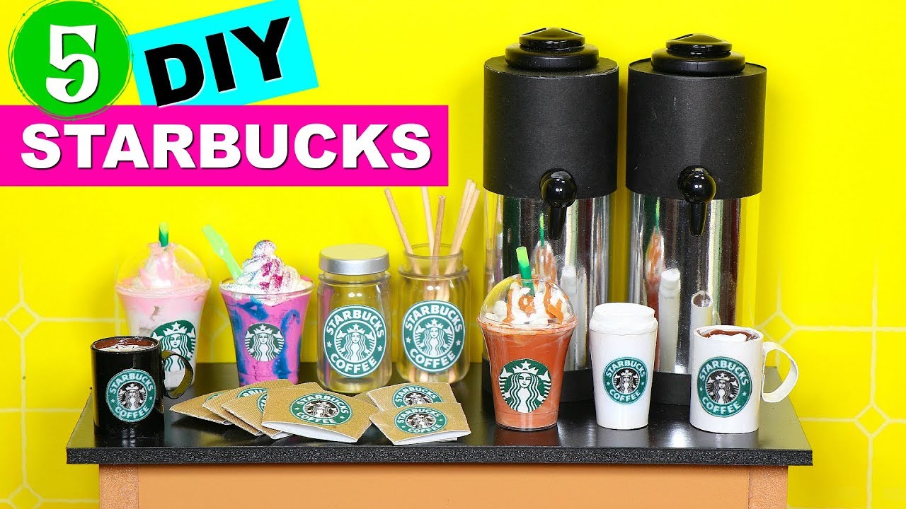 DIY Doll Accessories Mini Starbucks Coffee with Tray 