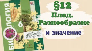 Краткий пересказ §12 Плод. Разнообразие и значение плодов. Биология 6 класс Пономарева