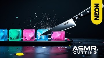 Neon Ice Cube Cutting | Dark ASMR Bliss #neonasmr #IceCubeCutting  #SatisfyingVideo