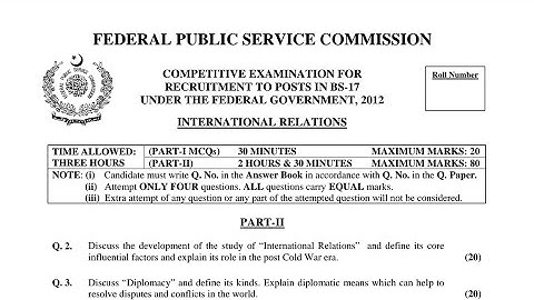 CSS PAST PAPERS - 2012 - INTERNATIONAL RELATIONS | IR | OPTIONALLY SUBJECT  (GROUP 1)