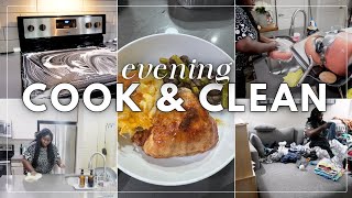 (New) EVENING COOK AND CLEAN WITH ME | AFTER DARK CLEANING MOTIVATION | SINGLE MOM CLEANING