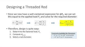 CE 414 Lecture 12:  Threaded Rod Design (2024.02.05)