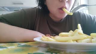 MUKBANG - eating a cordon bleu and french fries 🍗🍟