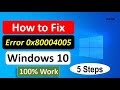 How to Fix Error Code 0x80004005 || How to Fix error code 0x80004005 in Windows 10