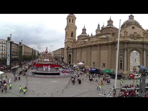 Ofrenda de Flores en 360º desde el centro de la plaza del Pilar