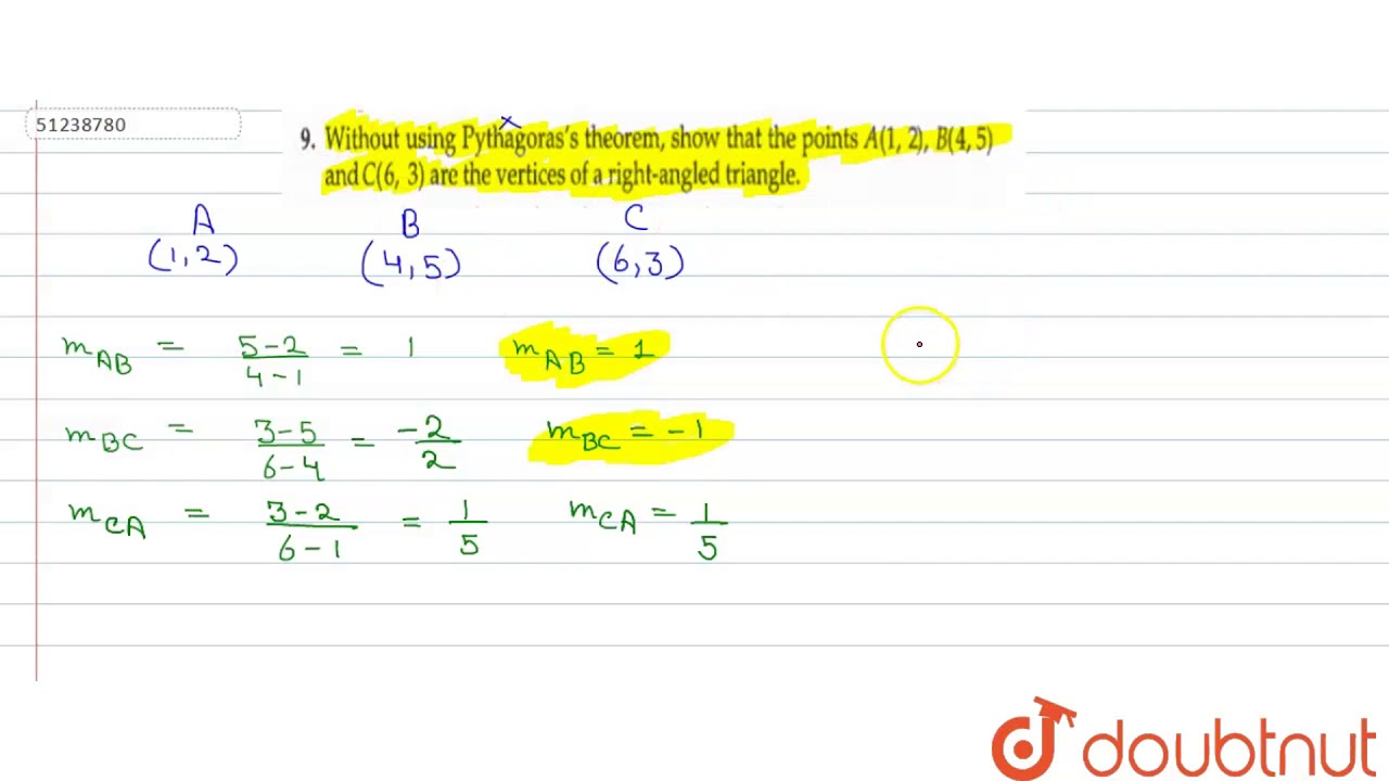 Without Using Pythagoras S Theorem Show That The Points A 1 2 B 4 5 And Youtube Without Using Pythagoras S Theorem Show That The Points A 1 2 B 4 5 And Youtube