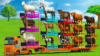 MASSIVE CARGO TRANSPORT WITH SHEEPS, HORSES, COWS, GOATS, BUFFALO WITH TRUCK - FS25