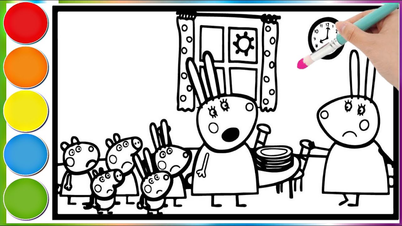 Мисс Банни и её ученики на званом ужине \\ раскраски Свинка Пеппа