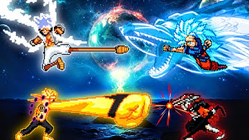 Wano Luffy V2 (all form) & Naruto OP (all form) VS Goku TP OP & Ichigo V4 OP in Jump Force Mugen🤩