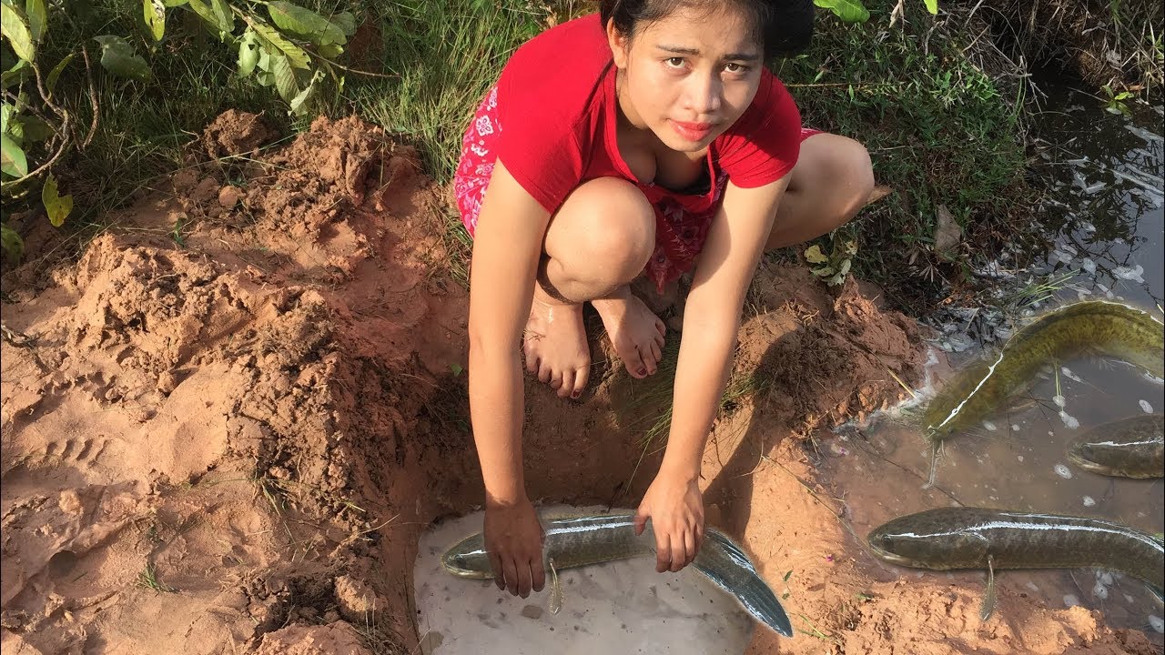 Primitive Technology : Deep Hole Fish Trap To Catch A Lot Of Fish With Crabs