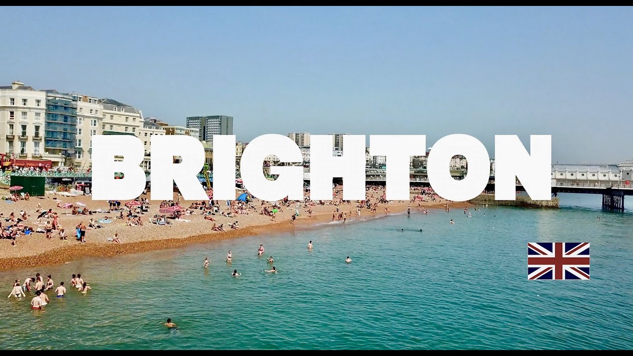 Brighton Beach, England by Drone 2022 .4K