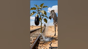 Zebra saved the brinjal tree from drying up by watering it #ai #save #tree#zebra