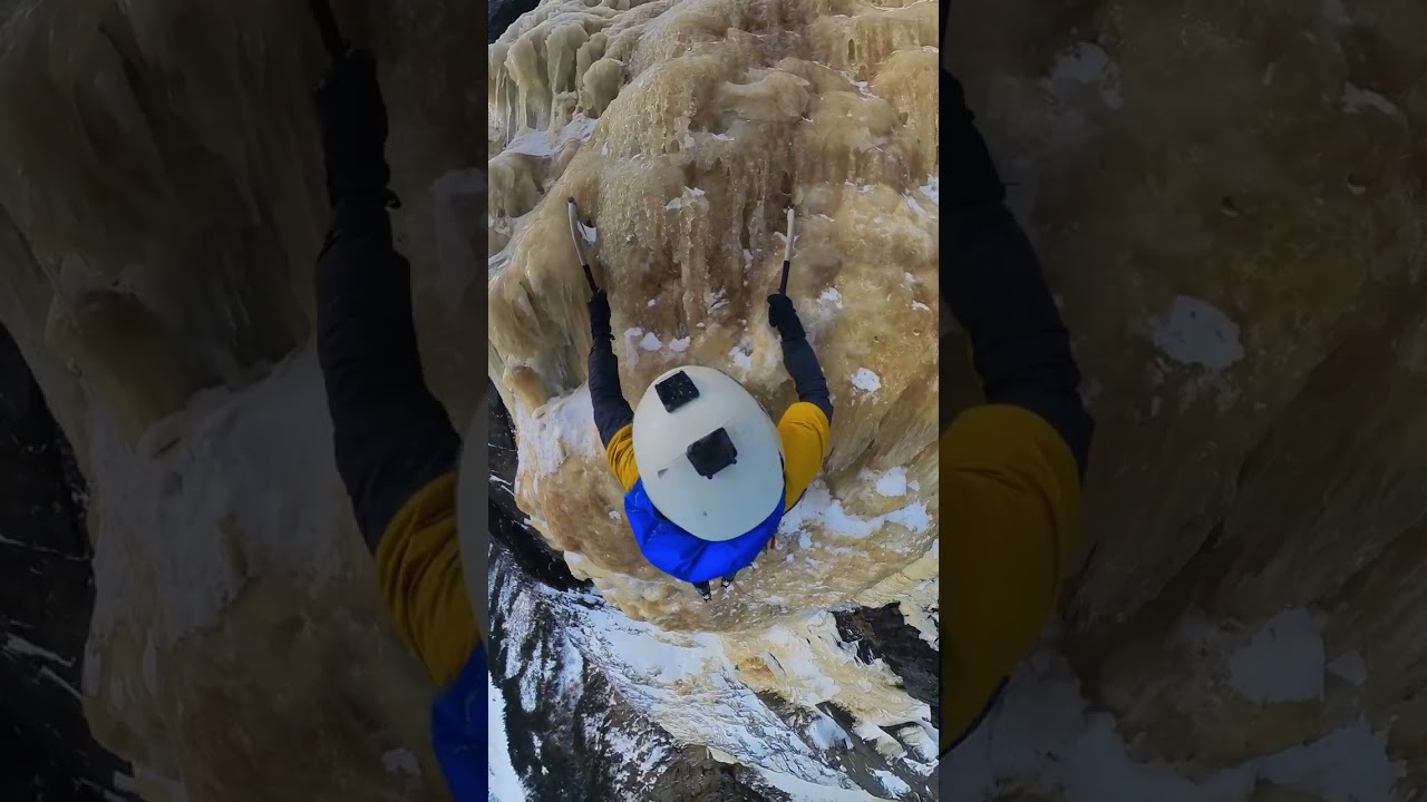 Ice Climbing Quebec Hautes Gorges Pitch 3.5 of La Pomme d’ Or 