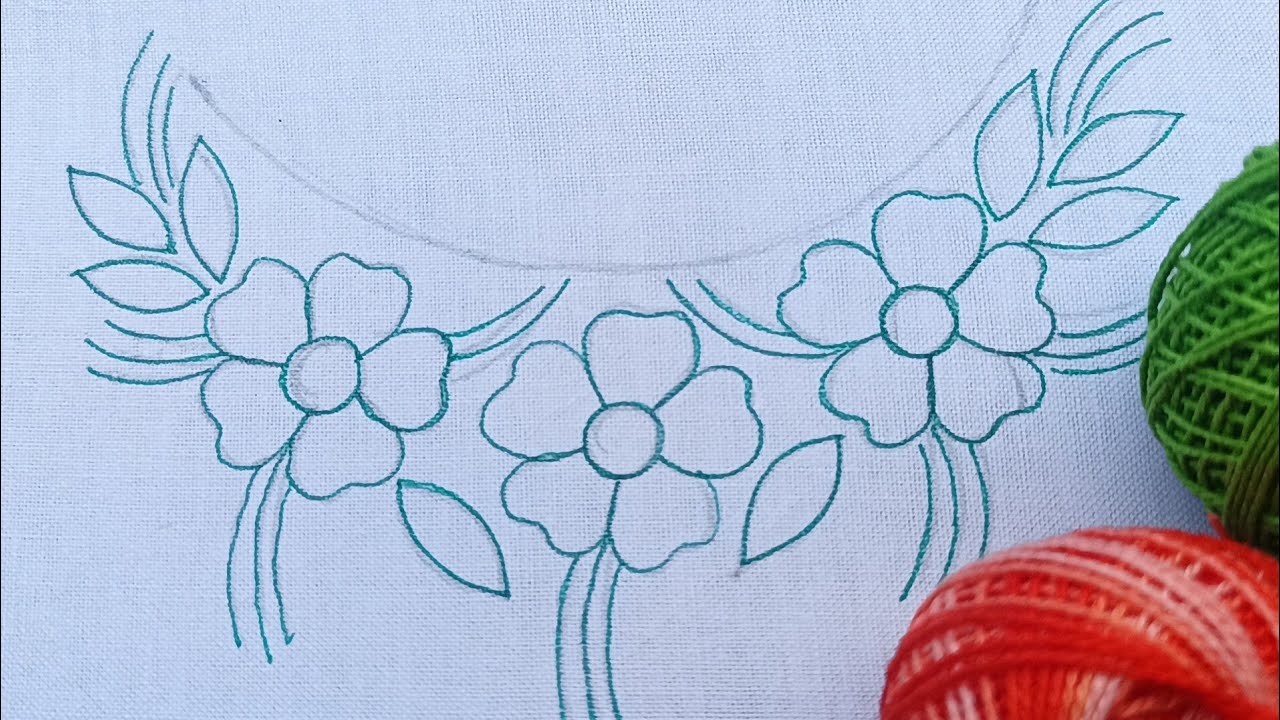 Hand Embroidery Neck Design #86, Neck Design Embroidery, Neckline Embroidery,গলার ডিজাইন হাতের সেলাই