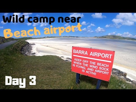 A Beach Airport & 350 passengers berried in the sand dunes on Vatersay. Vango F10 tent Wild camping