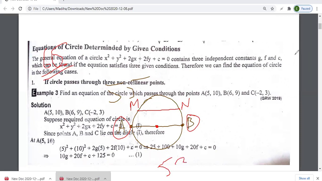 Determined Circle's equation Part1 YouTube