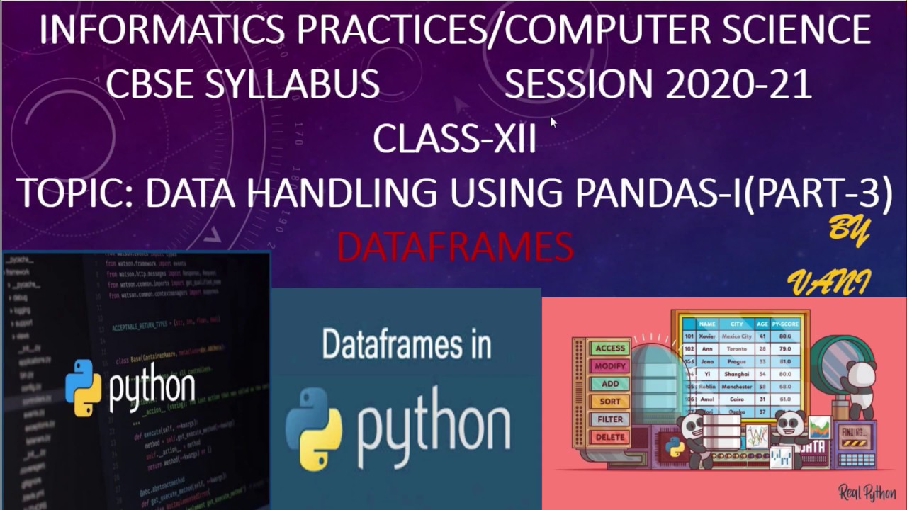 Data Handling Using Pandas Ipart 3dataframesclass Xiiinformatics