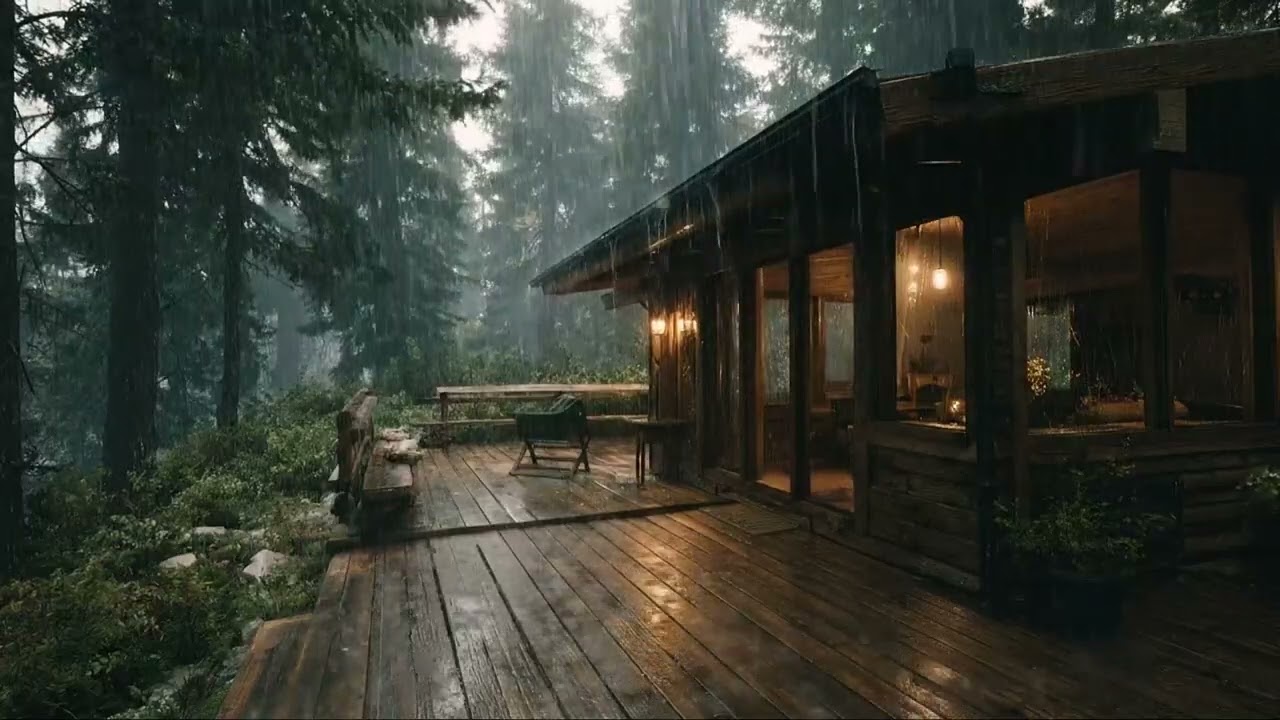 Cozy Cabin Rain Sounds 🌧️ Quiet Evening Ambience to Relax After Work